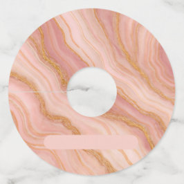 Etiqueta Para Copas De Vino Pink and Gold Marble Print Wine Glass Tags