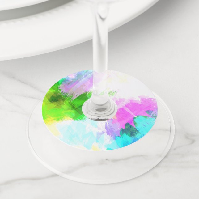 Etiqueta Para Copas De Vino Pintura de acuarela abstracta (Detalle)