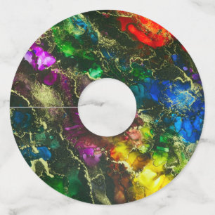 Etiqueta Para Copas De Vino Pintura sintética psicodélica de tinta de alcohol