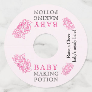 Etiqueta Para Copas De Vino Poción para hacer bebés Toast de Baby Shower Rosa