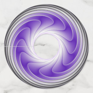 Etiqueta Para Copas De Vino Púrpura Gris 3D Swirl Resumen arte fractal moderno