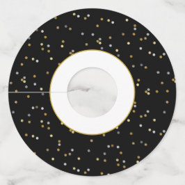 Etiqueta Para Copas De Vino Purpurina de Plata de Oro de Año Nuevo Sparkle Con