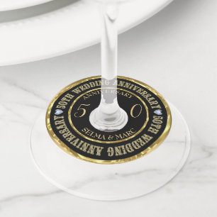 Etiqueta Para Copas De Vino Purpurina dorado Texto