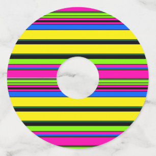 Etiqueta Para Copas De Vino Rayas coloreadas de color amarillo liso