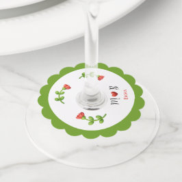 Etiqueta Para Copas De Vino Red Flower - Party Drink Markers