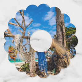 Etiqueta Para Copas De Vino Redes de pesca que se secan en la playa