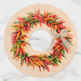 Etiqueta Para Copas De Vino Ristra Wreath del suroeste de Chile en Adobe Wall