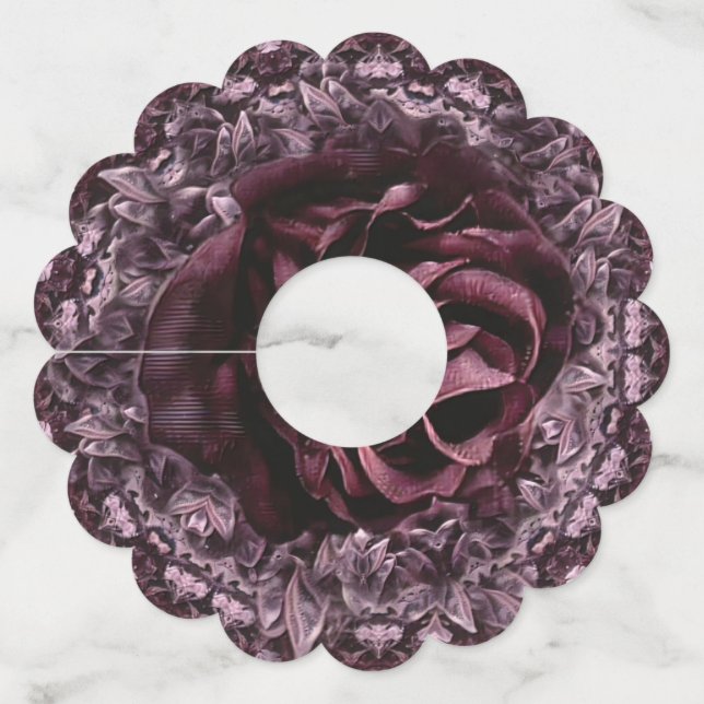 Etiqueta Para Copas De Vino Rosa Mandala (Anverso)