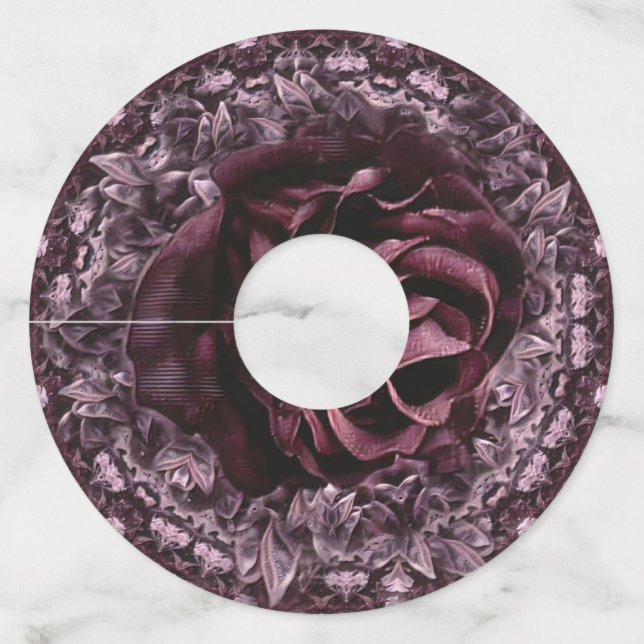Etiqueta Para Copas De Vino Rosa Mandala (Anverso)