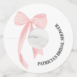 Etiqueta Para Copas De Vino Rosa Sonrojado con Lazo Ella Está Casándose Desped