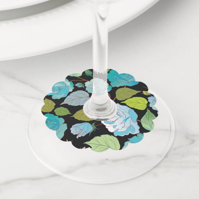 Etiqueta Para Copas De Vino Rosas 22 (Detalle)