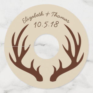Etiqueta Para Copas De Vino Rústico Boda de venados marrones