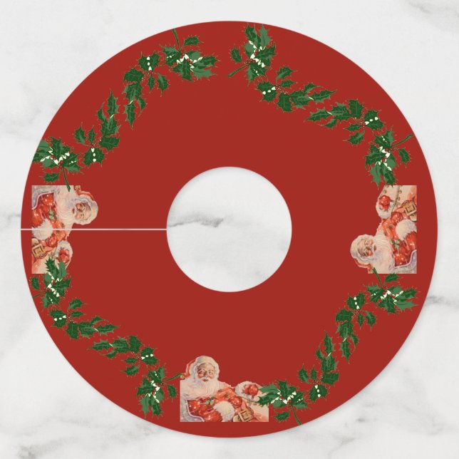 Etiqueta Para Copas De Vino Santas Sleigh (Anverso)