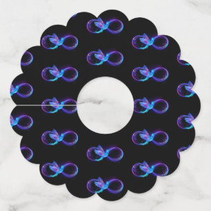 Etiqueta Para Copas De Vino Símbolo de infinito neón con colibrí brillante