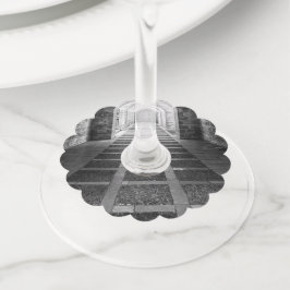 Etiqueta Para Copas De Vino Simetría en blanco y negro