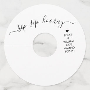 Etiqueta Para Copas De Vino Sip Sip Hooray Boda Vino Vidrio Etiqueta Nombre