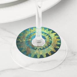 Etiqueta Para Copas De Vino Steampunk Verdigris Rusty CogWheel