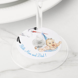 Etiqueta Para Copas De Vino Stork Cargando Etiqueta de Vino Bebé - Hola Padres