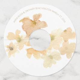 Etiqueta Para Copas De Vino *~* Suave Floral Acuarela en Beige Melocotón Abstr