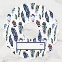 Tarjeta de posición de plumas de color de agua est