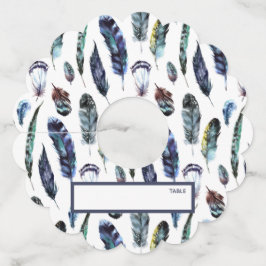 Etiqueta Para Copas De Vino Tarjeta de posición de plumas de color de agua est