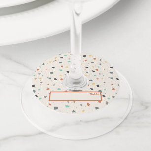 Etiqueta Para Copas De Vino Tarjeta Terrazzo Tile Confetti - Lugar moderno