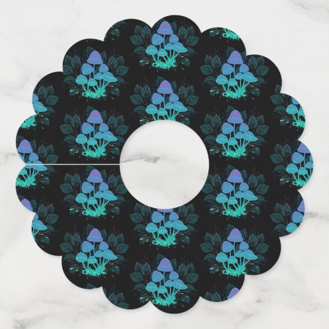 Etiqueta Para Copas De Vino Toadstools en Bushes (Anverso)