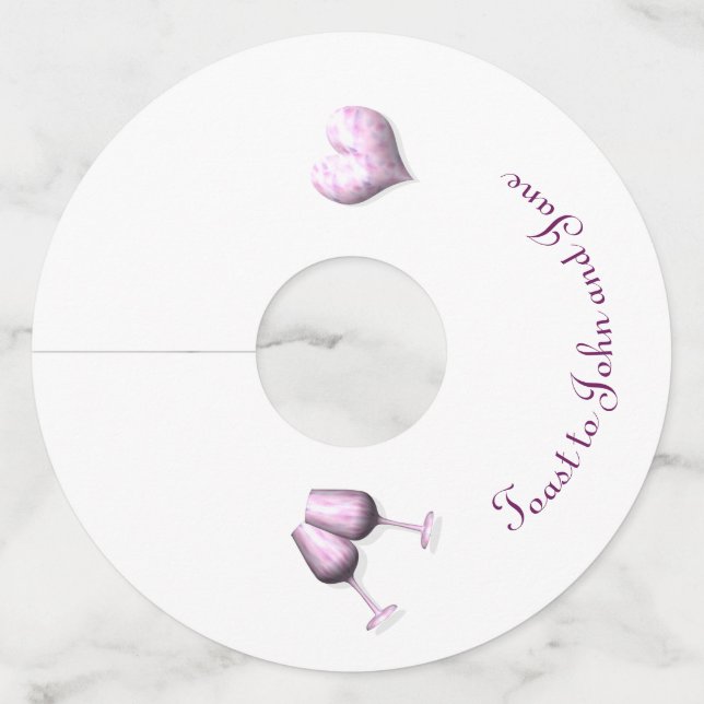 Etiqueta Para Copas De Vino Toast La Pareja Feliz (Anverso)