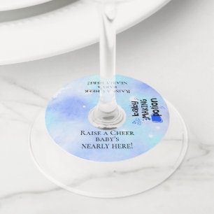 Etiqueta Para Copas De Vino Tostada Baby Shower de Potion Blue Hearts para beb