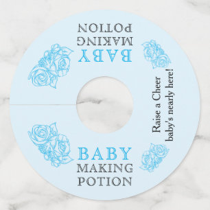 Etiqueta Para Copas De Vino Tostada de Baby Shower azul para bebé
