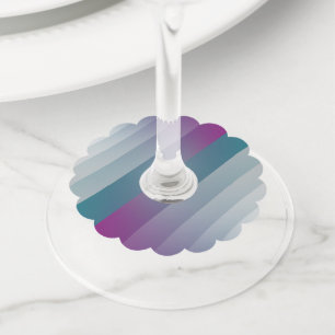 Etiqueta Para Copas De Vino Triángulos grises magenta verde azulados