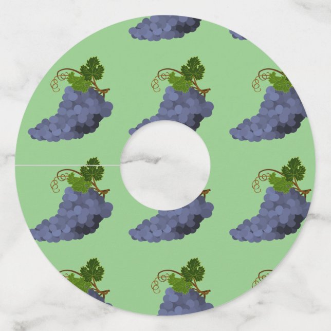 Etiqueta Para Copas De Vino Uvas de vino morado (Anverso)