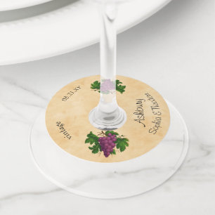 Etiqueta Para Copas De Vino Uvas Purpe de época boda elegante   Nombre persona