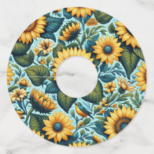 Etiqueta Para Copas De Vino Verano/girasol/ave