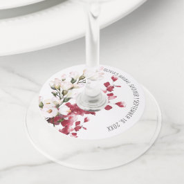 Etiqueta Para Copas De Vino Vino de regalo de despedida de soltera floral rosa