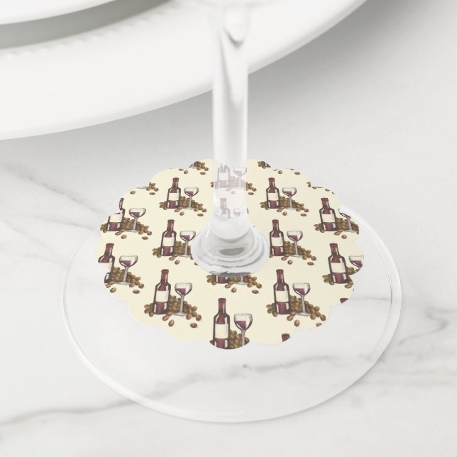 Etiqueta Para Copas De Vino Vino Rojo Vidrio Botella Uvas Vino Degustación de  (Detalle)