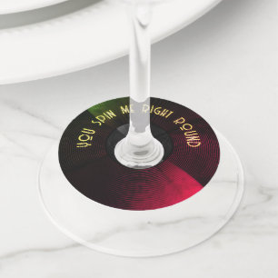 Etiqueta Para Copas De Vino Vinyl Vibes Vine Vine Etiqueta-Girar tu sip en est