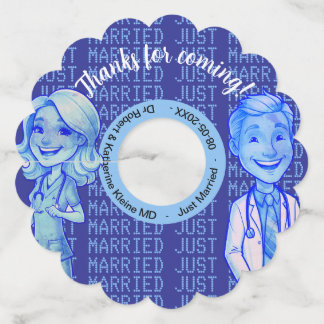 Etiqueta Para Copas De Vino WEDDING thanks for coming doctors blue cartoon