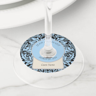 Etiqueta Para Copas De Vino William Morris Hermano Conejo Azul Claro Negro