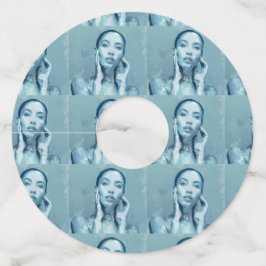 Etiqueta Para Copas De Vino "Woman in Blue" Premium Canvas 