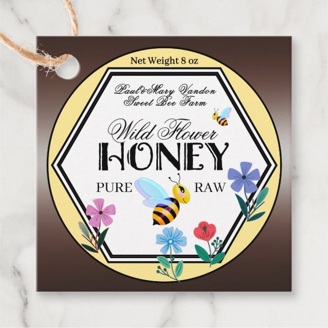 Etiqueta para el cuello de frasco de miel personal (Anverso)