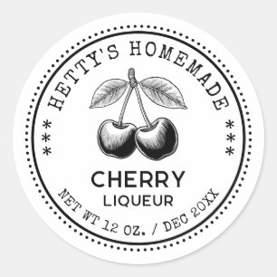 Etiqueta para enlatado de licor de cereza en negro