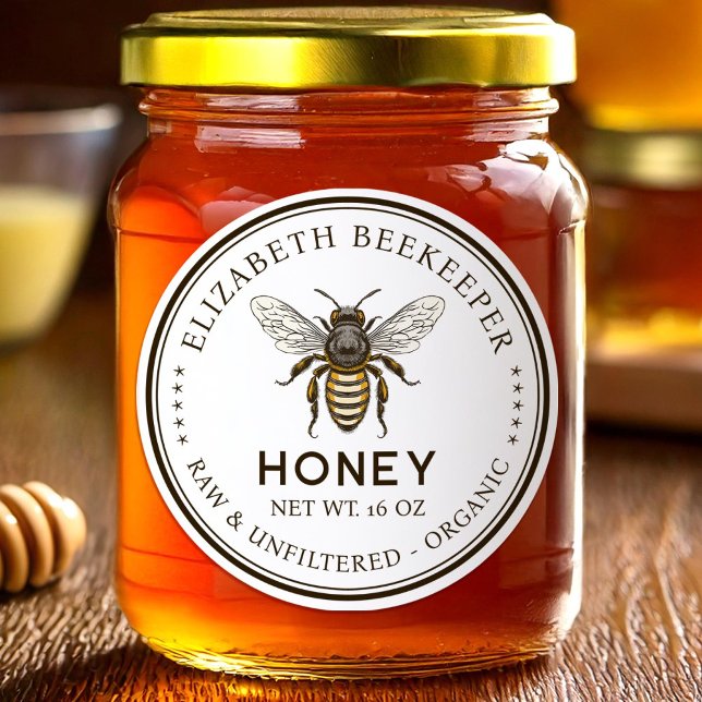 Etiqueta para envasado de miel con abeja de estilo (Subido por el creador)