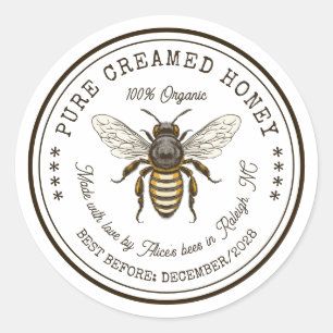 Etiqueta para envasado de miel cremosa con abeja v