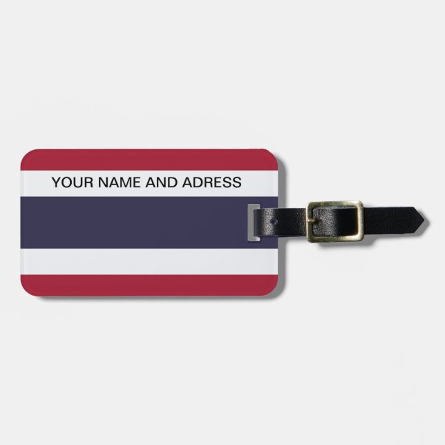 Etiqueta para equipaje con bandera de Tailandia (Frente Horizontal)