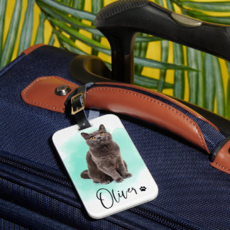 Etiqueta para equipaje de arte de gato lindo – Reg