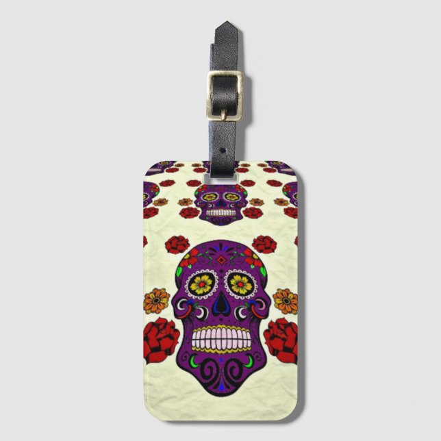 Etiqueta para equipaje de Calavera de azúcar del D (Anverso vertical)