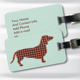 Etiqueta para equipaje de Dachshund a cuadros negr