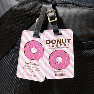 Etiqueta para equipaje de donut rosa