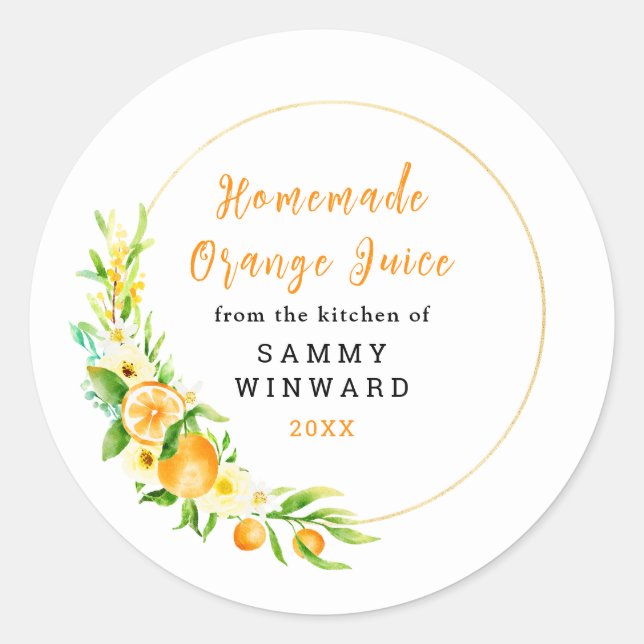 Etiqueta para Latas de Jugo de Naranja Casero (Anverso)